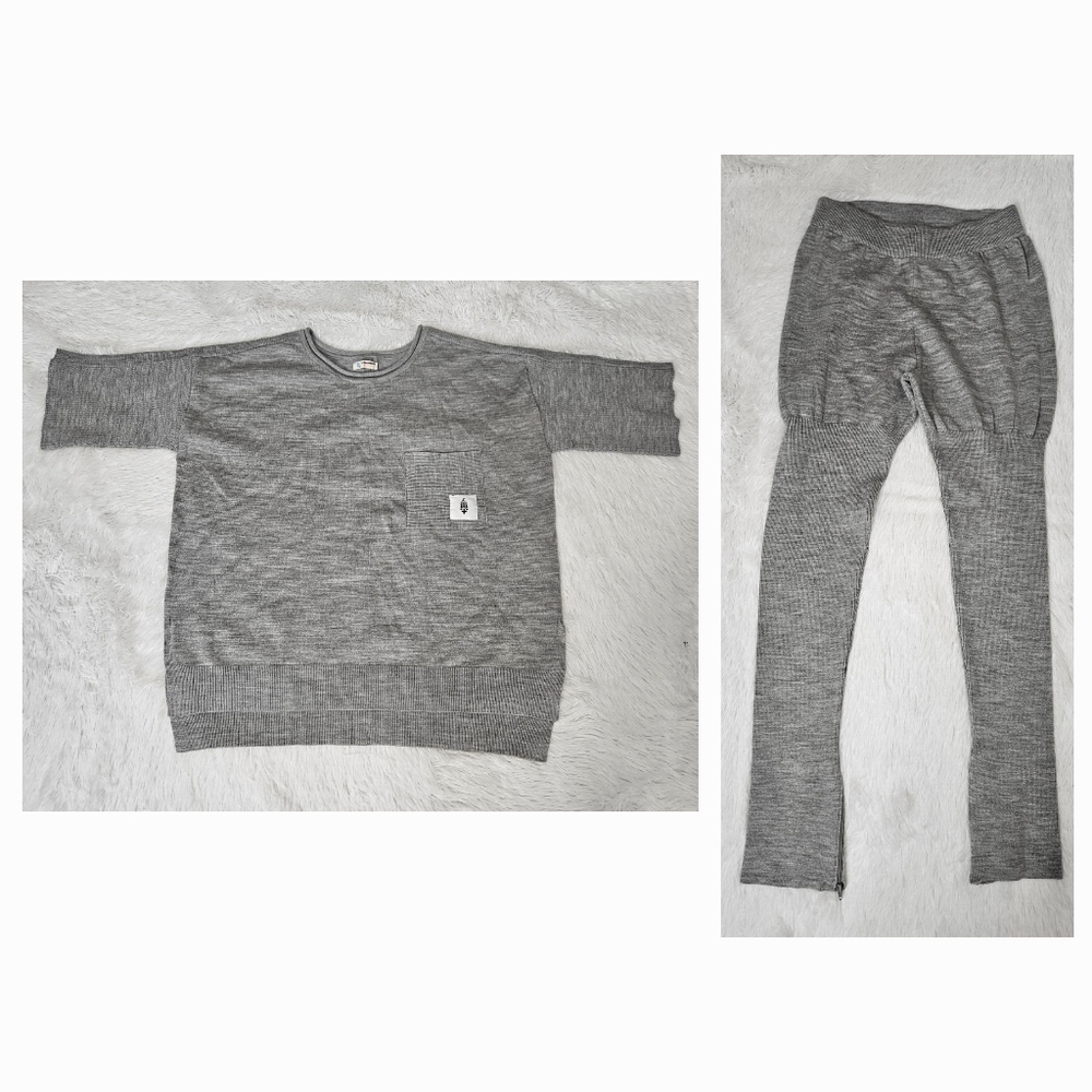 Free People! Movement Logo Knit Set Heather Grey NWOT!
